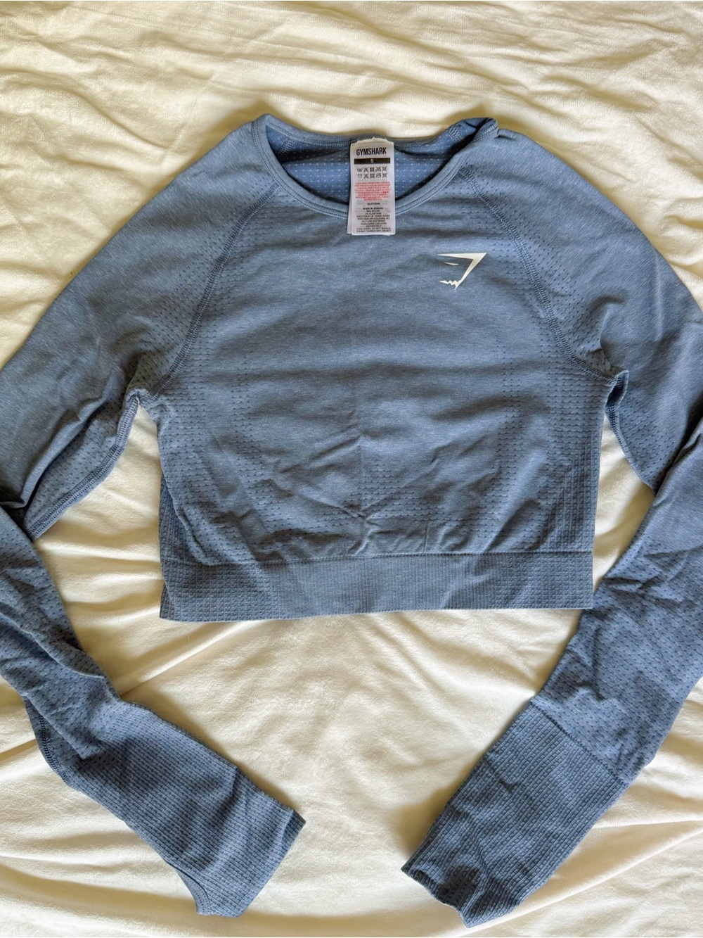 Gymshark Vital Blue Seamless Long-Sleeve Crop Top